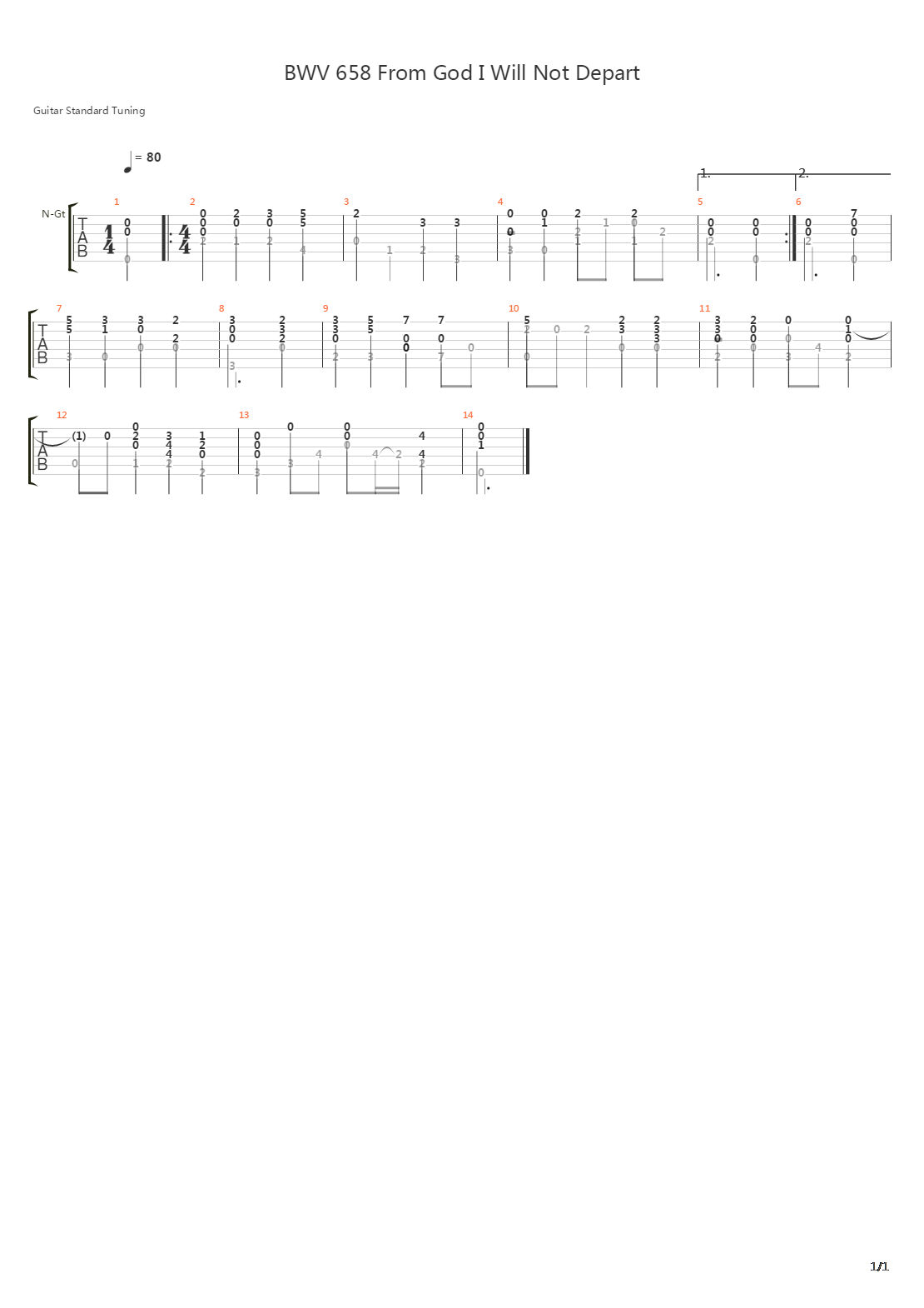 BWV 658 From God I Will Not Depart吉他谱