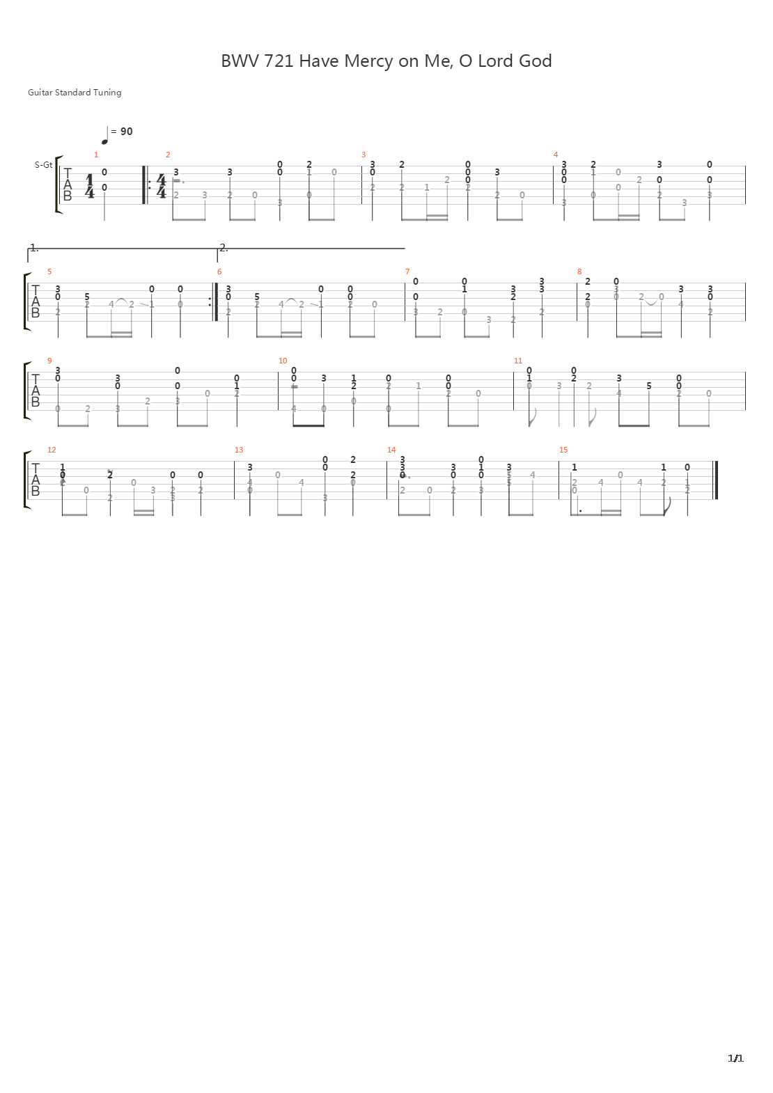 BWV 721 Have Mercy on Me, O Lord God吉他谱