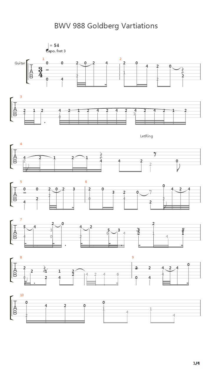 BWV 988 Goldberg Variations吉他谱
