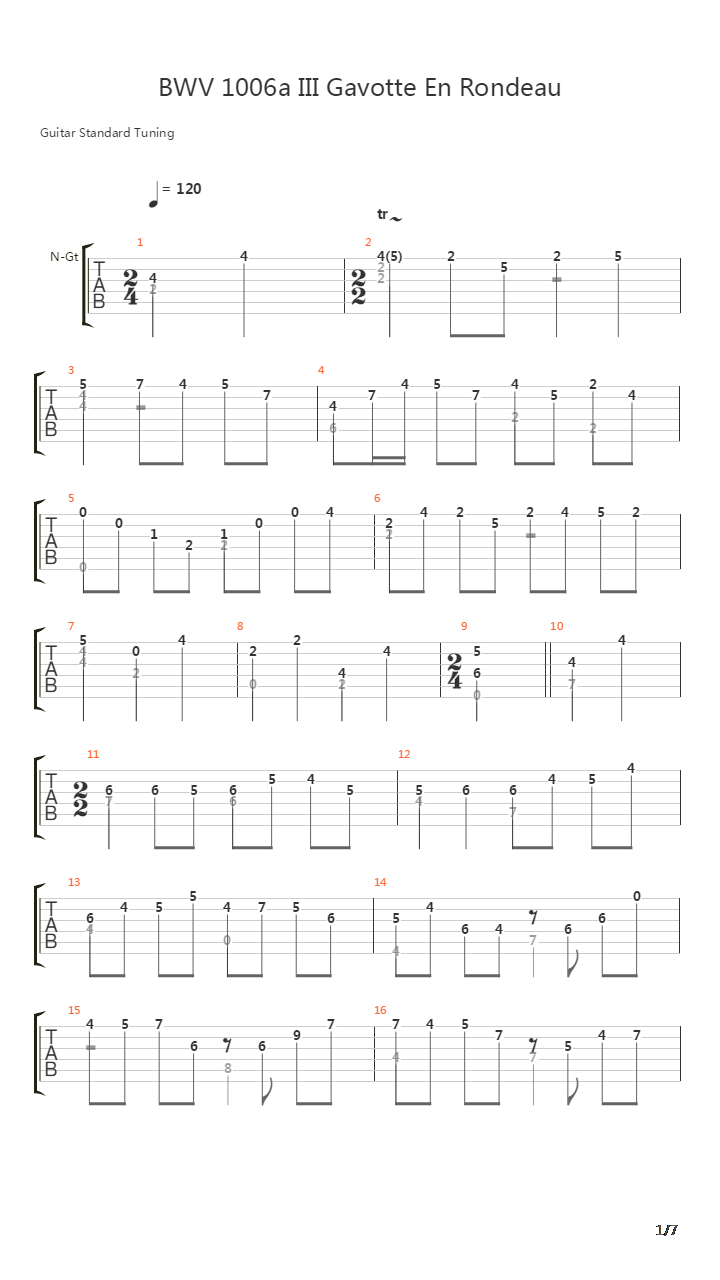 BWV 1006a iii Gavotte En Rondeau吉他谱