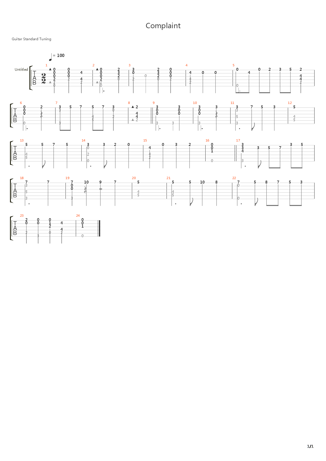 Complaint吉他谱