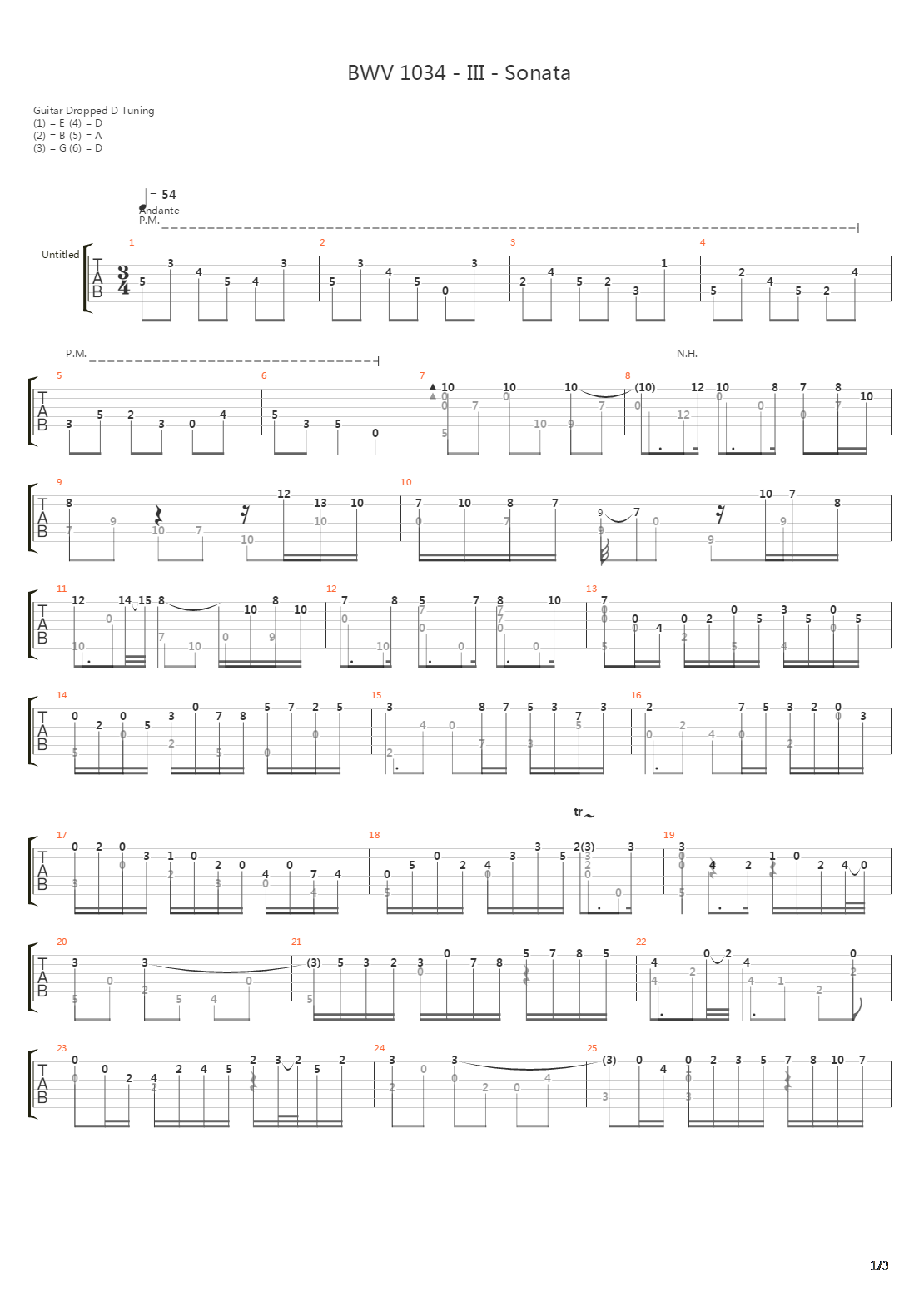 BWV 1034 III Sonata吉他谱