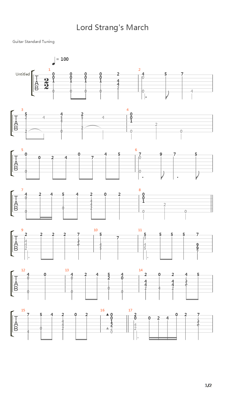 Lord Strangs March吉他谱