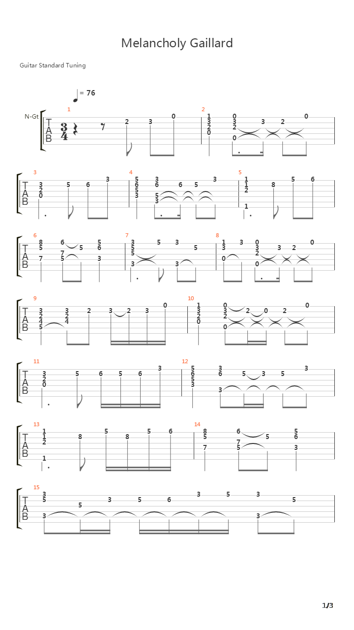 Melancholy Gaillard吉他谱