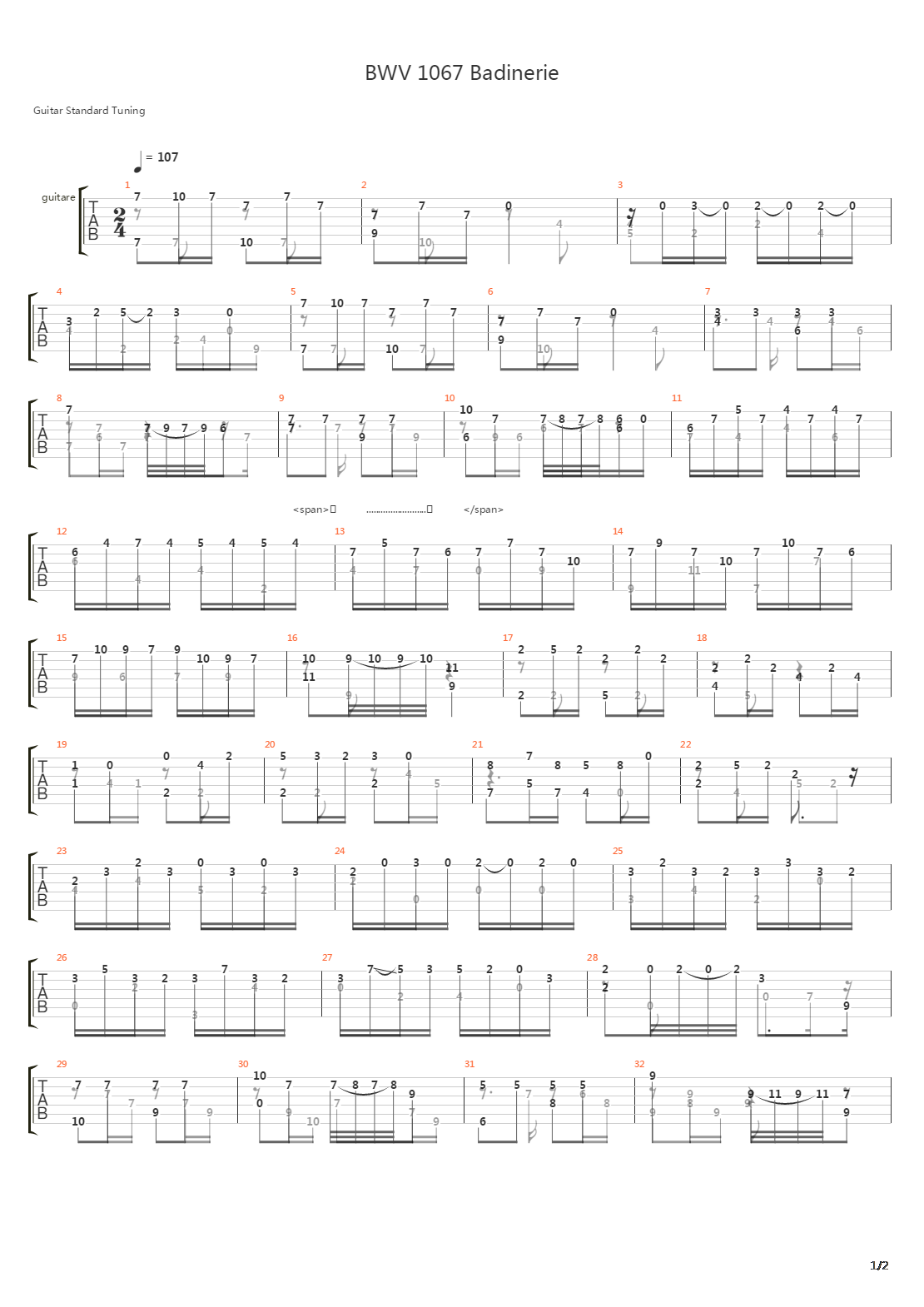 BWV 1067 Badinerie吉他谱