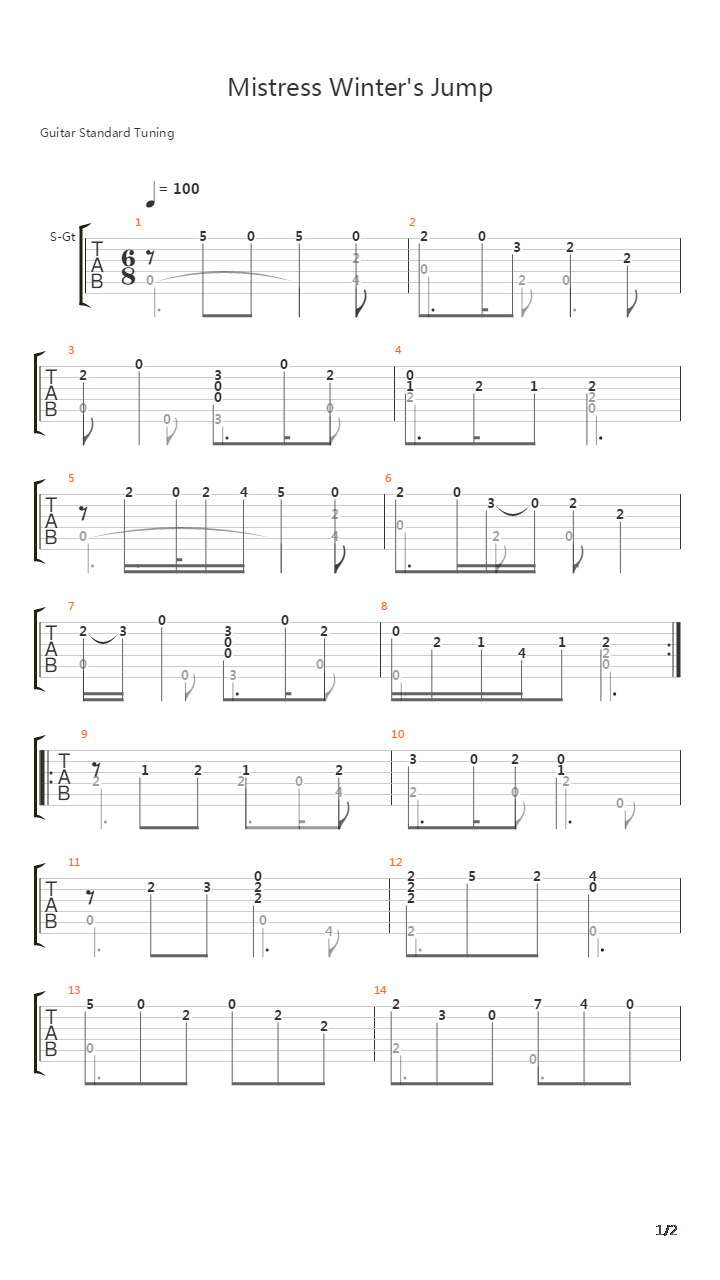 Mistress Winter's Jump吉他谱