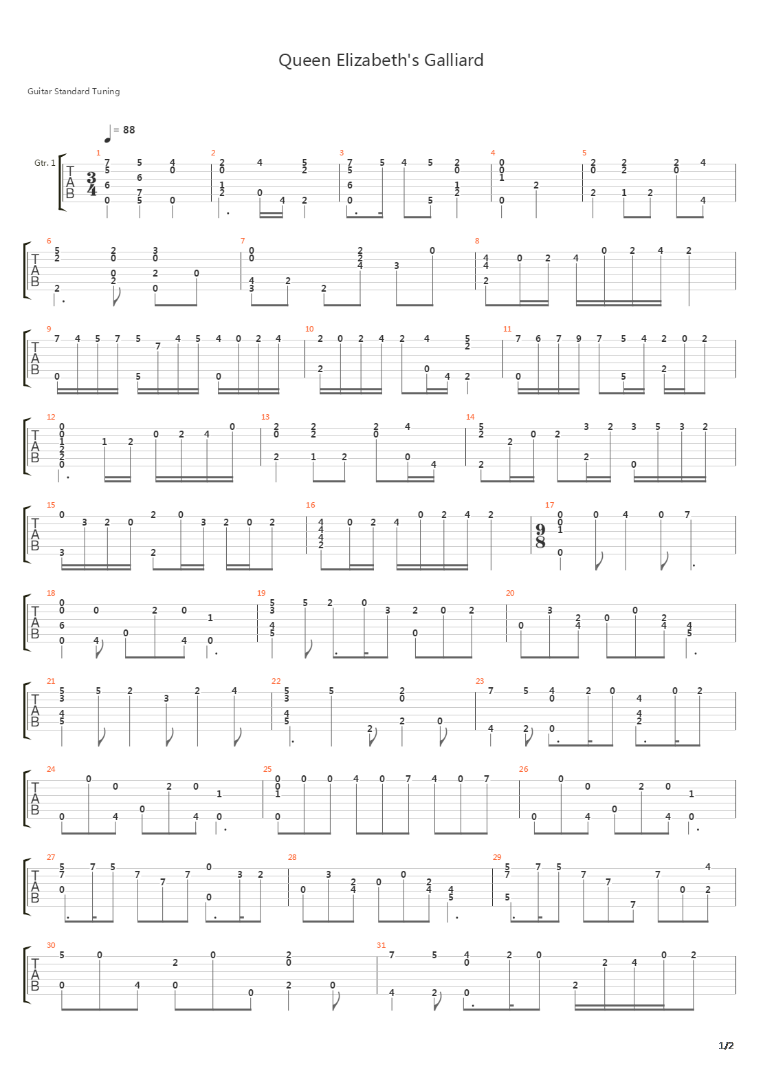 Queen Elizabeths Galliard吉他谱