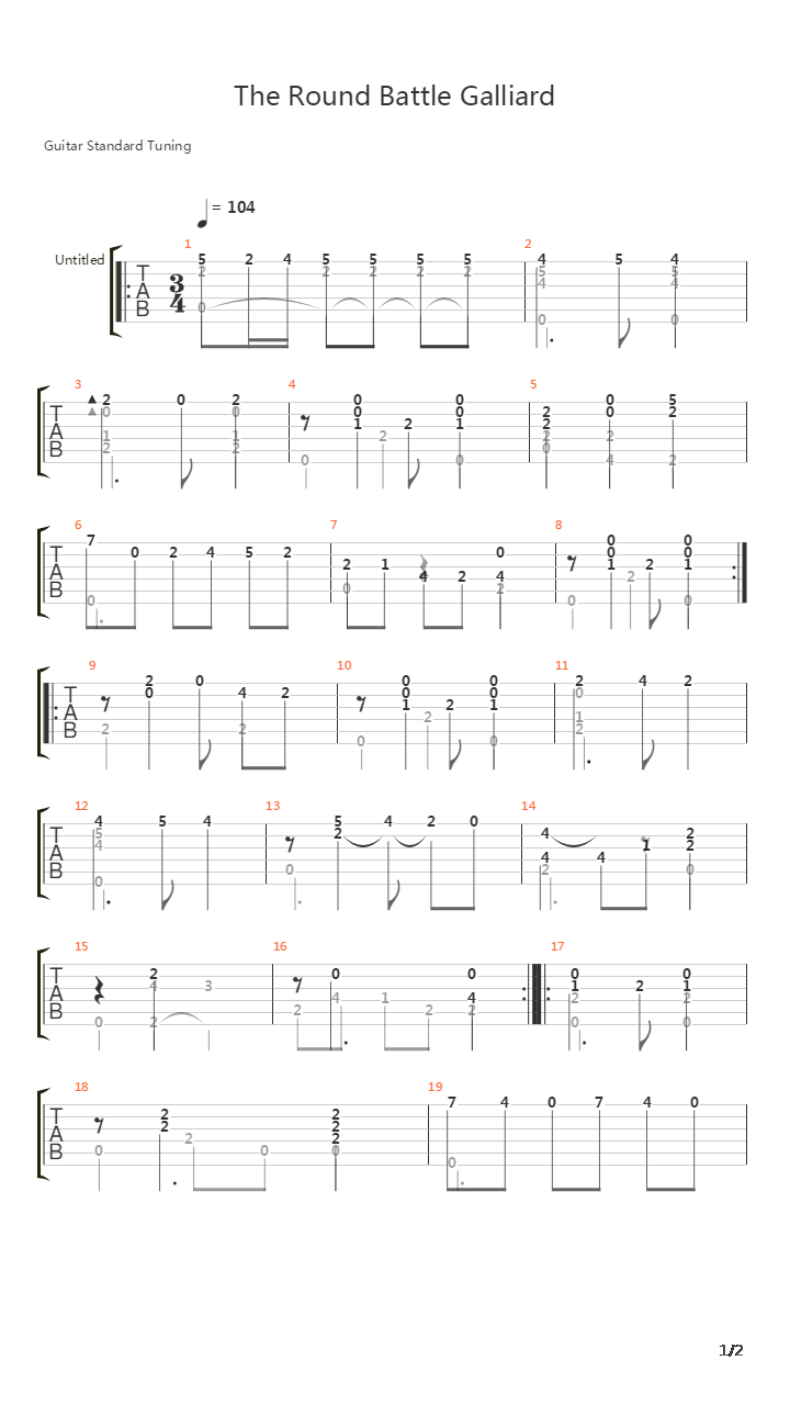 Round Battle Galliard吉他谱