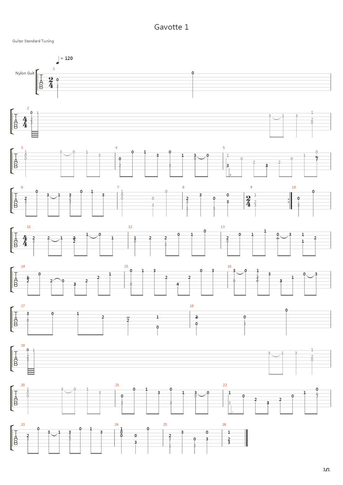 Gavotte 1吉他谱