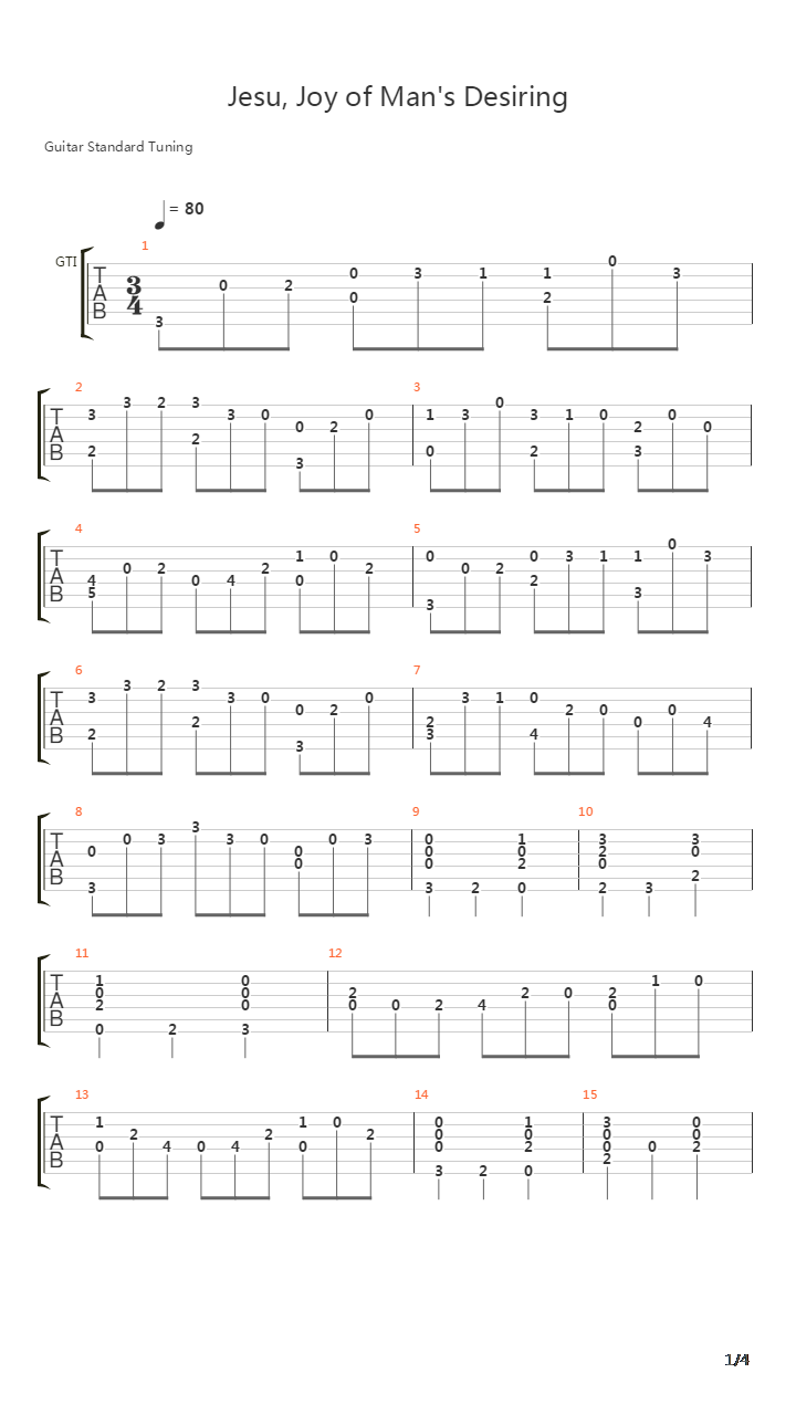 Jesu Joy Of Mans Desiring吉他谱