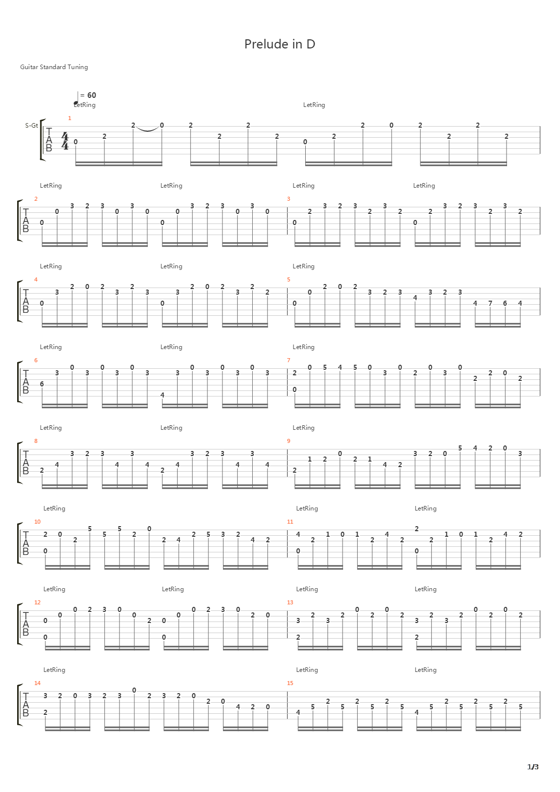 Prelude In D吉他谱