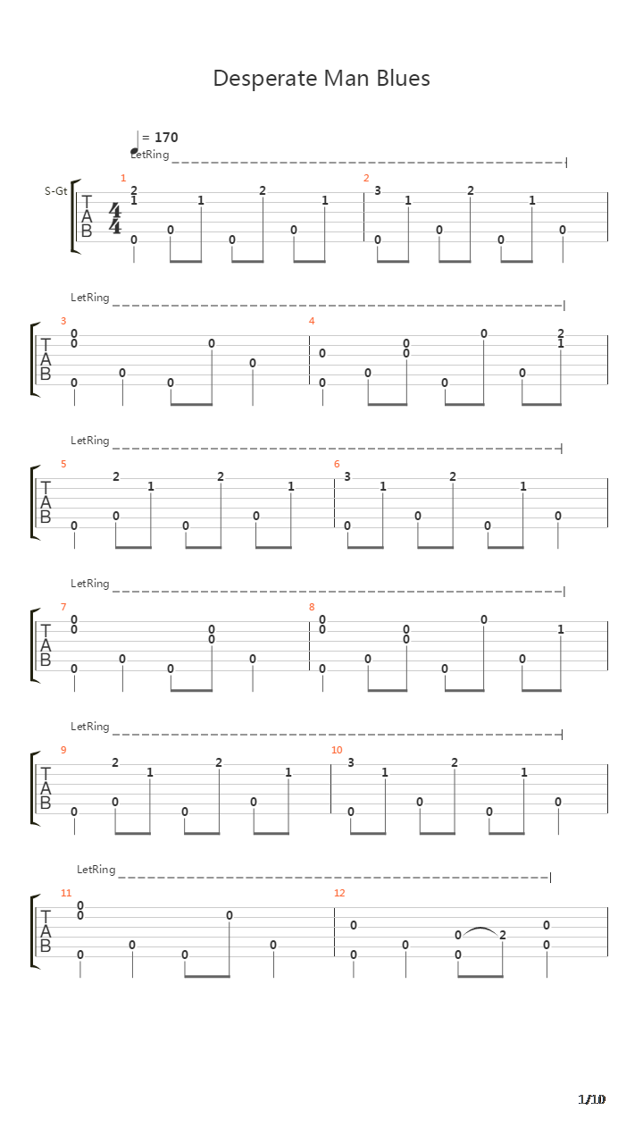 Desperate Man Blues吉他谱
