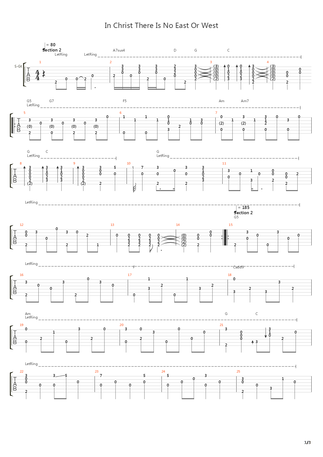 In Christ There Is No East Or West吉他谱