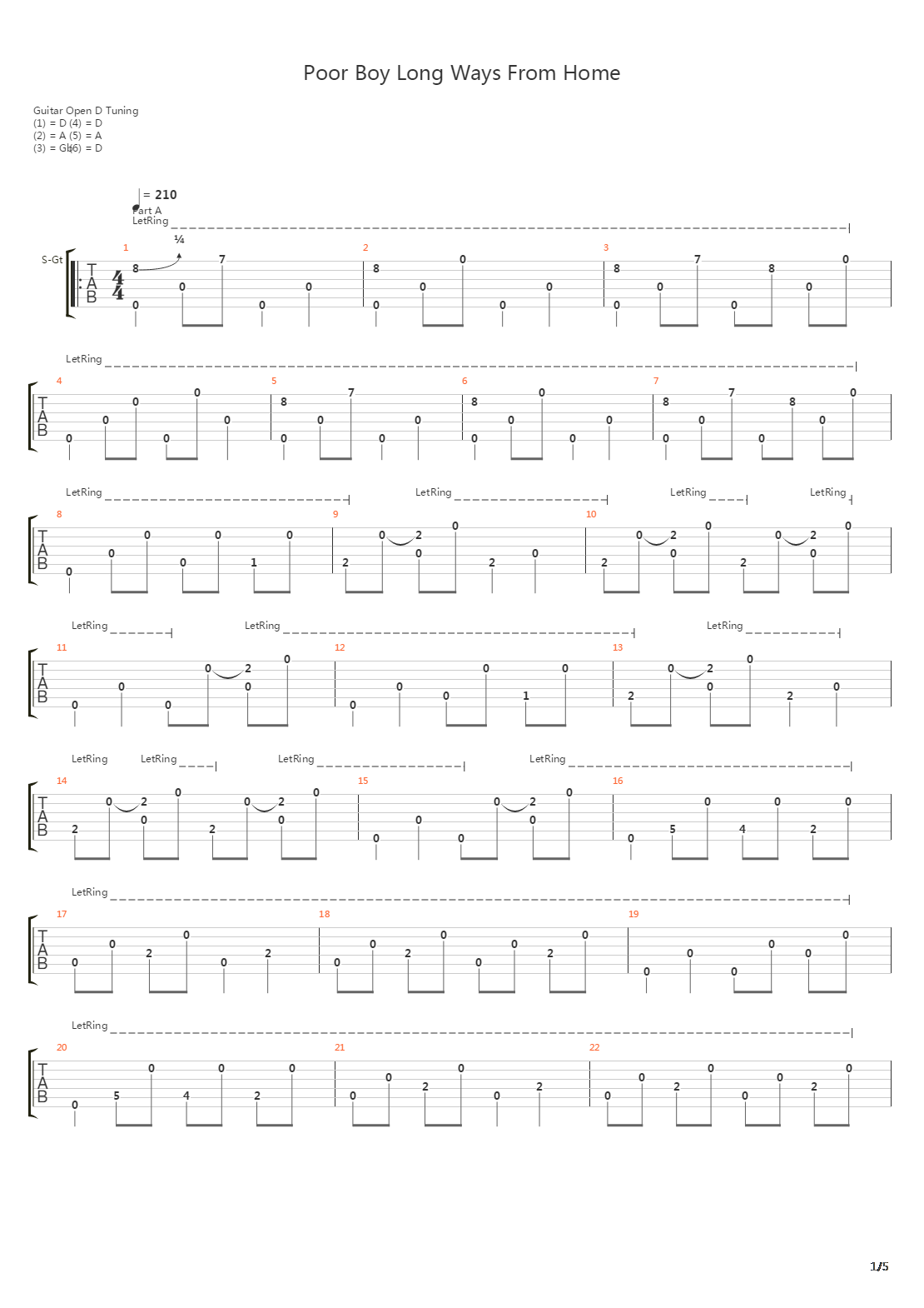 Poor Boy Long Ways From Home吉他谱