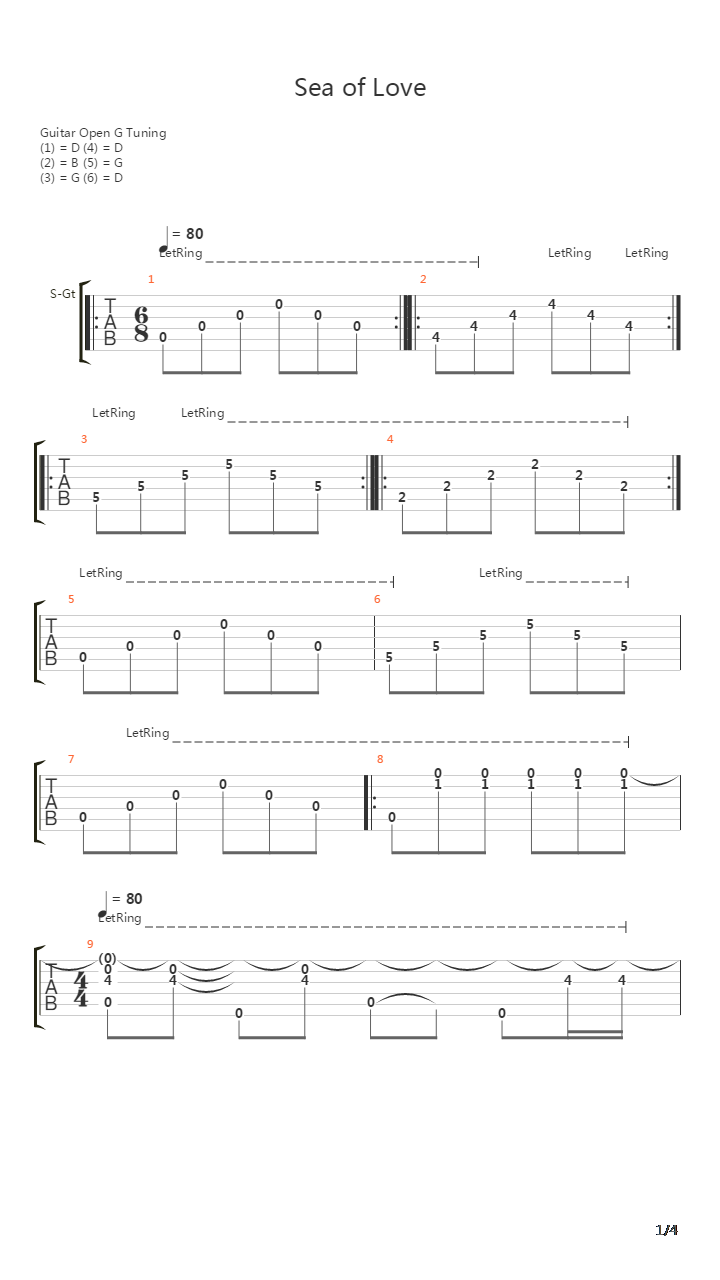 Sea Of Love吉他谱