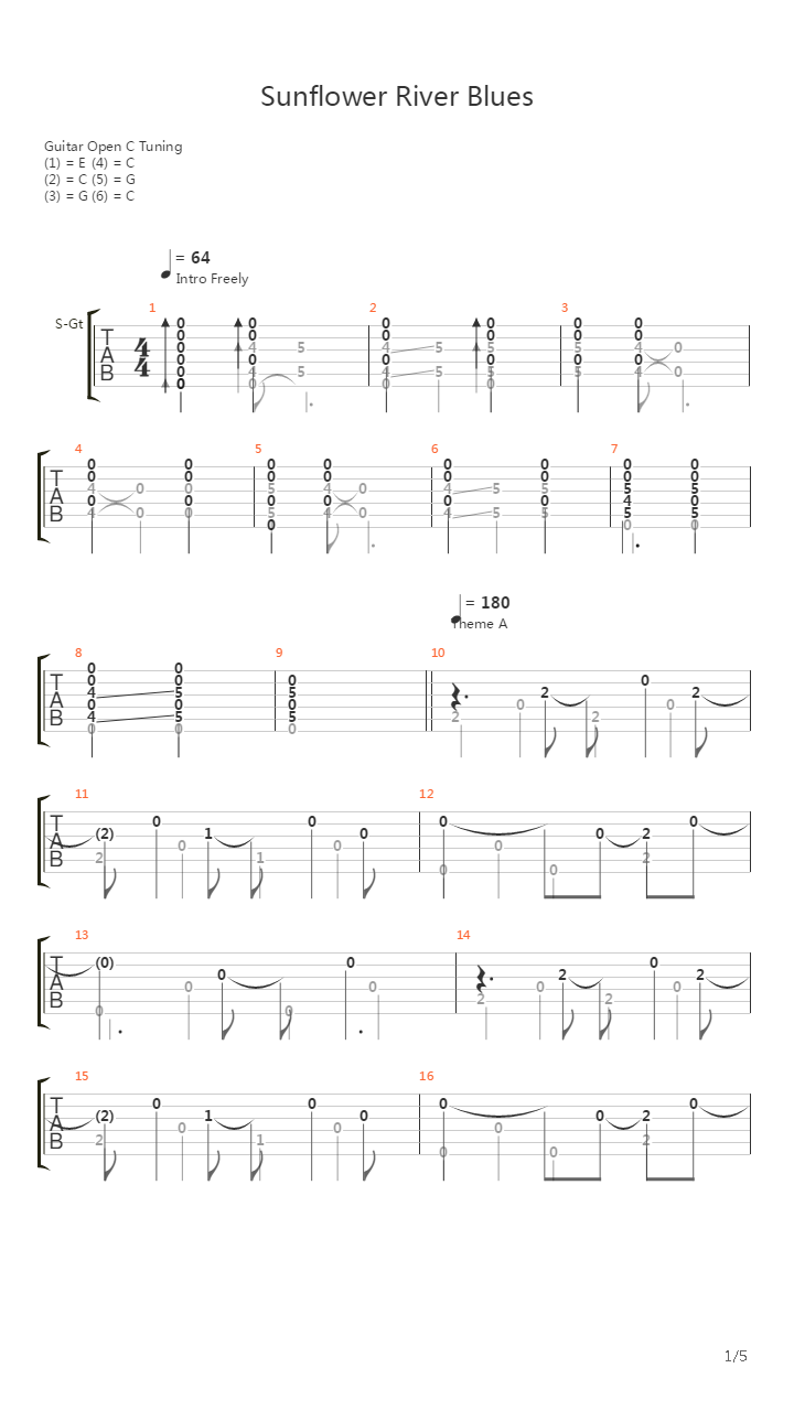 Sunflower River Blues吉他谱