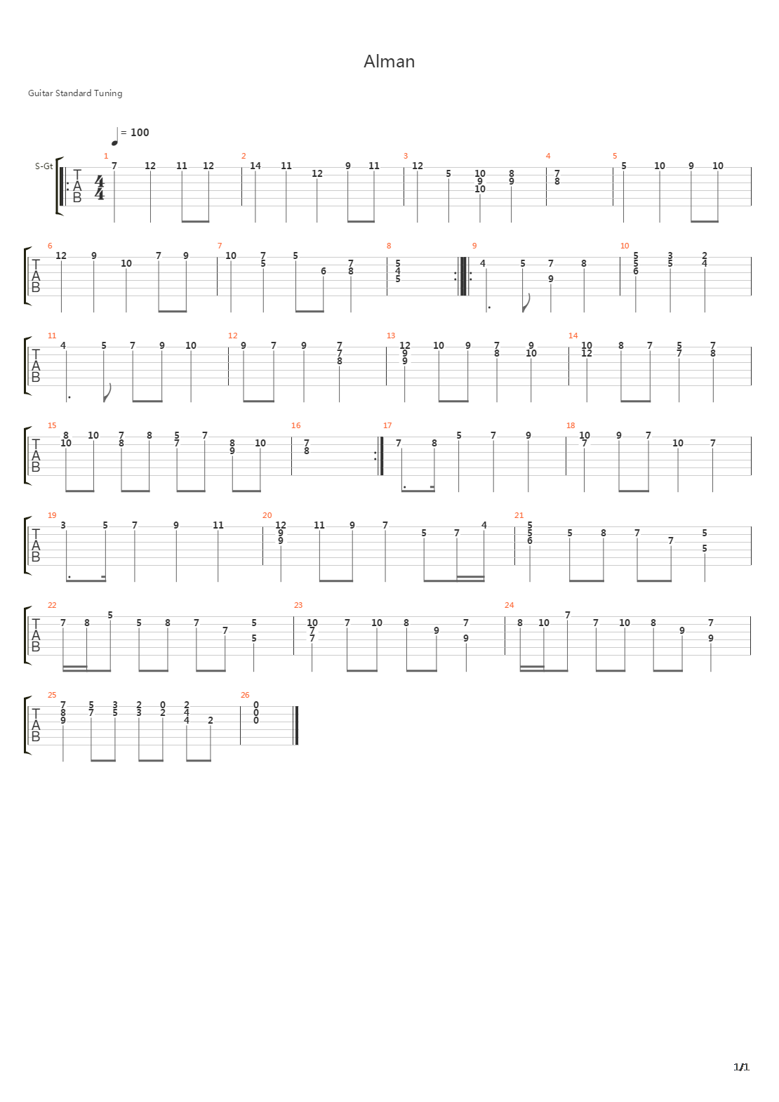 Alman吉他谱