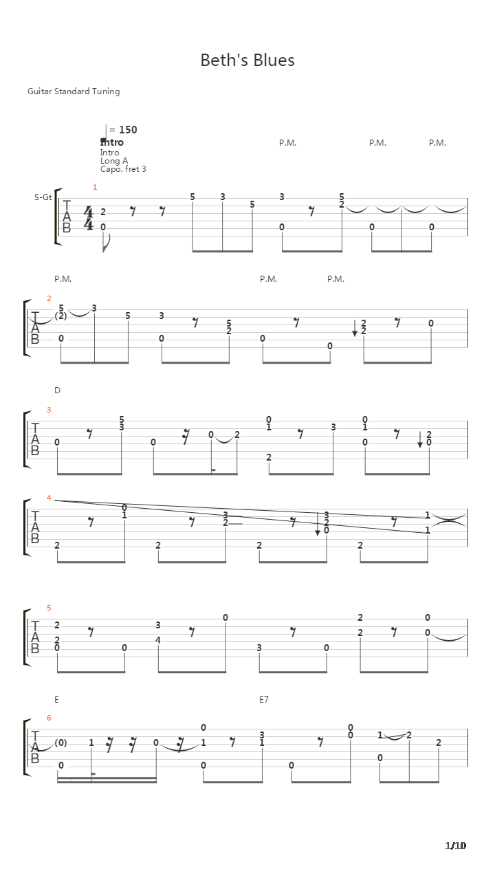 Beths Blues吉他谱