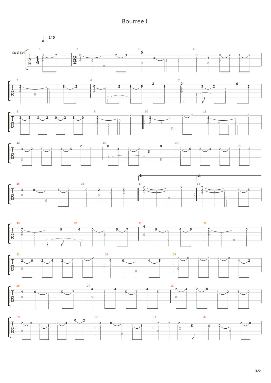 Bourree吉他谱