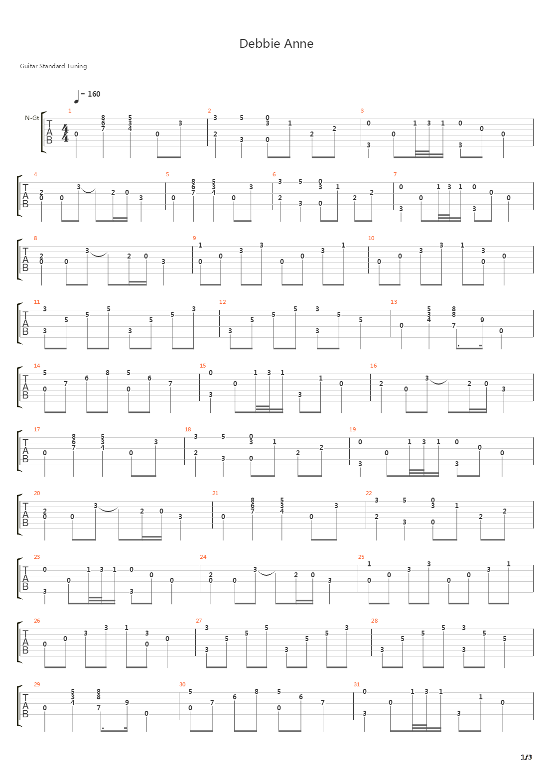 Debbie Anne吉他谱
