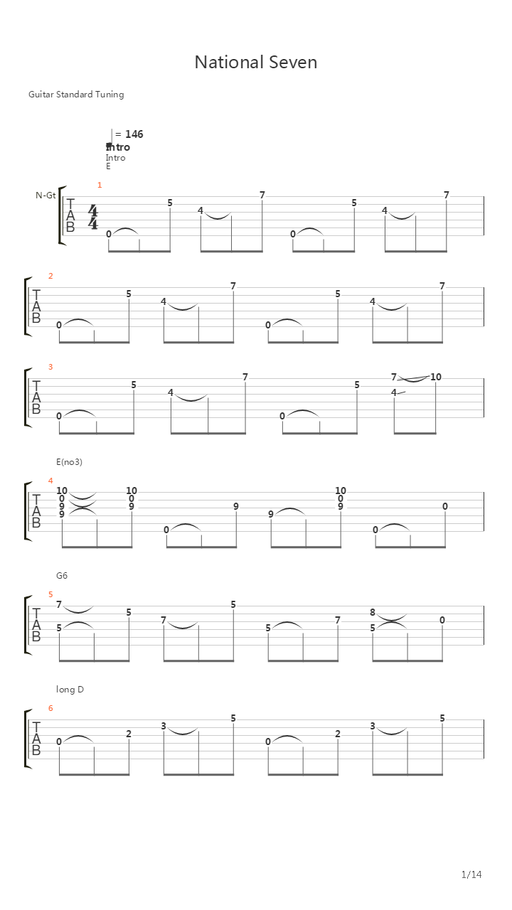 National Seven吉他谱