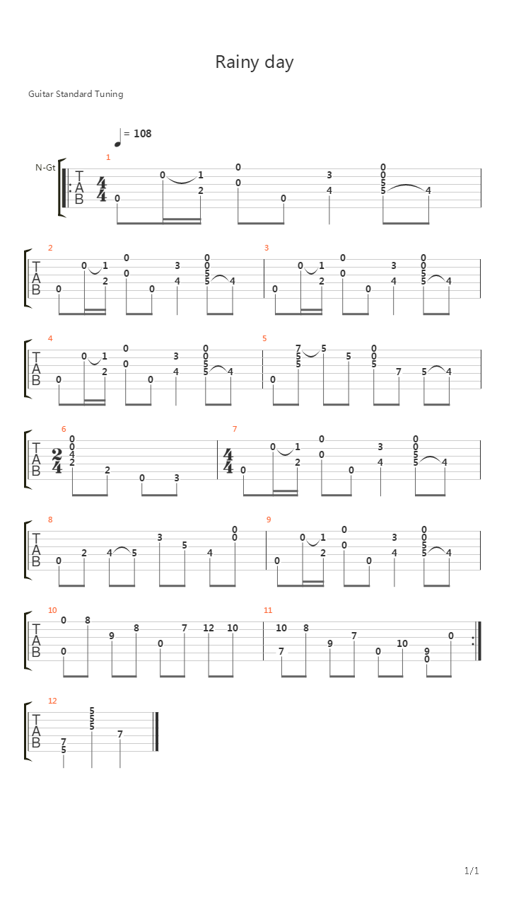 Rainy Day吉他谱