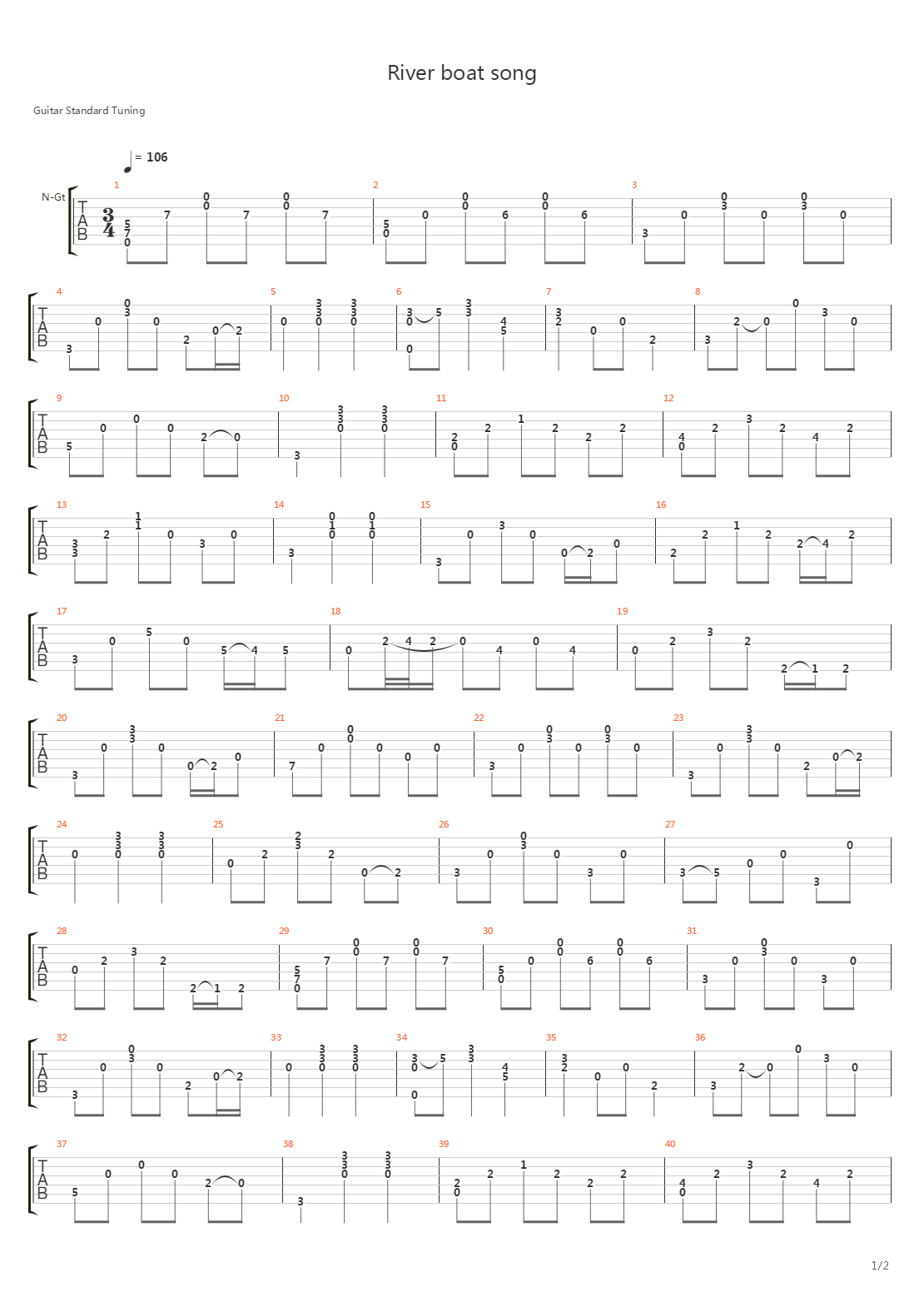 River Boat Song吉他谱