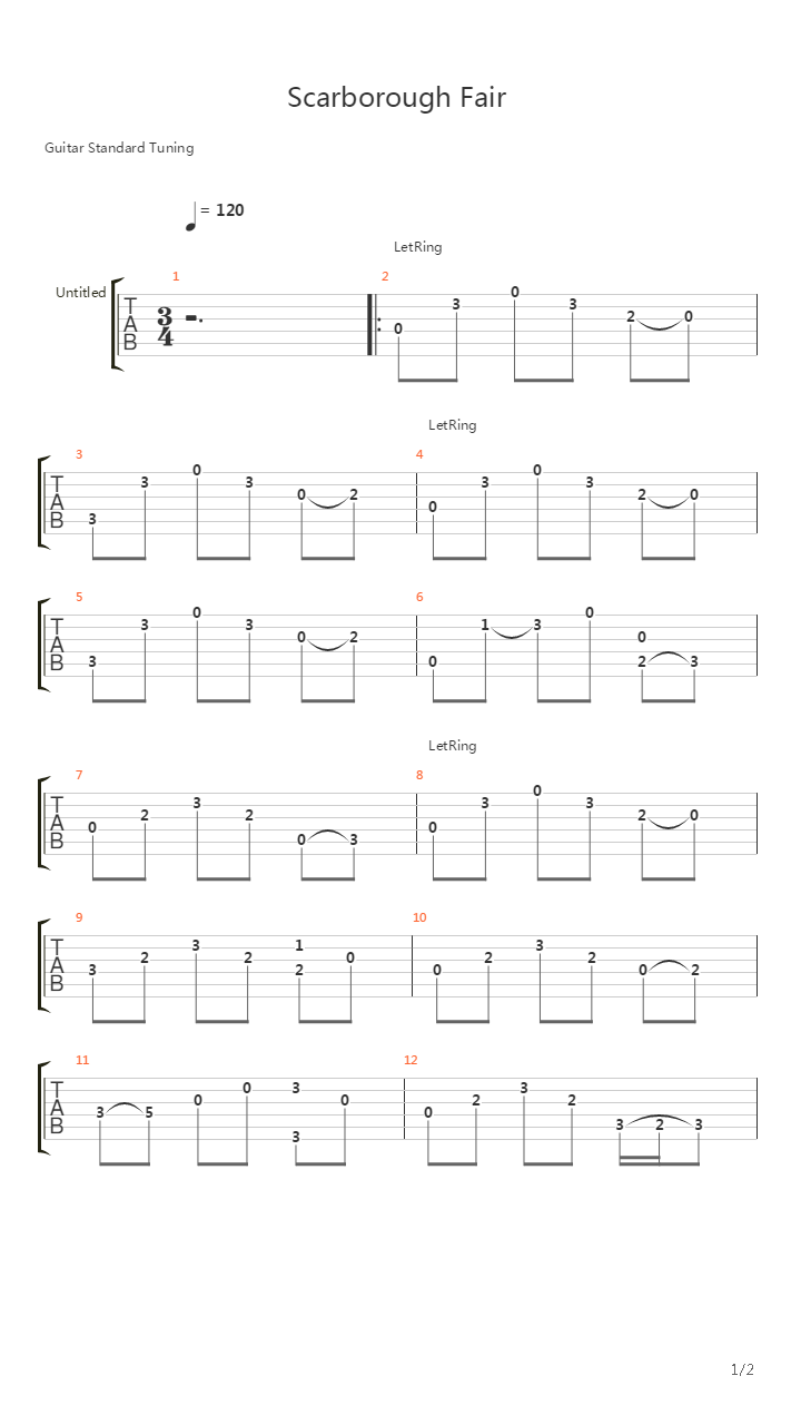 Scarborough Fair吉他谱