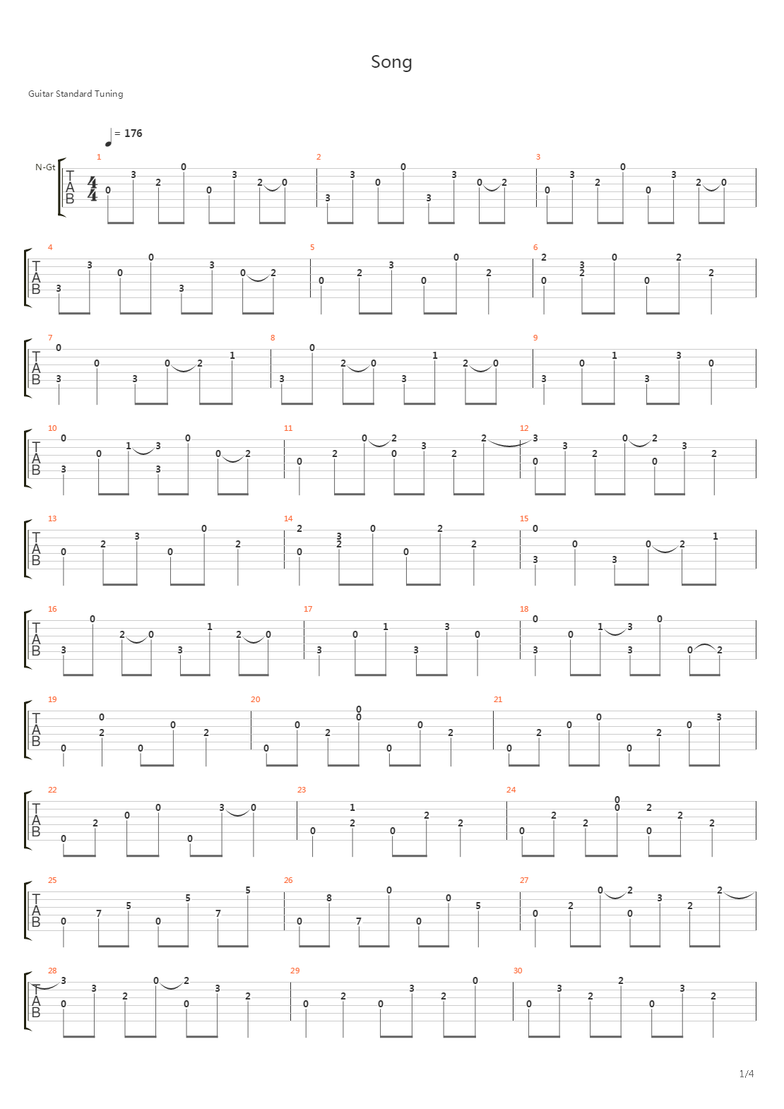 Song吉他谱