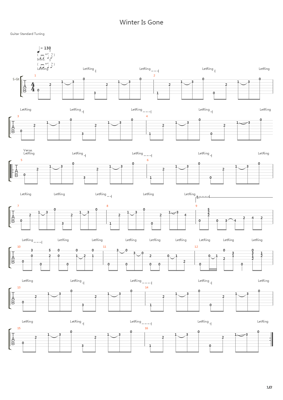 Winter Is Gone吉他谱