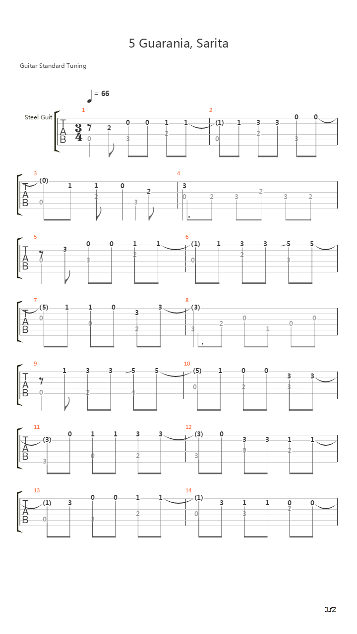 Guarania Sarita吉他谱