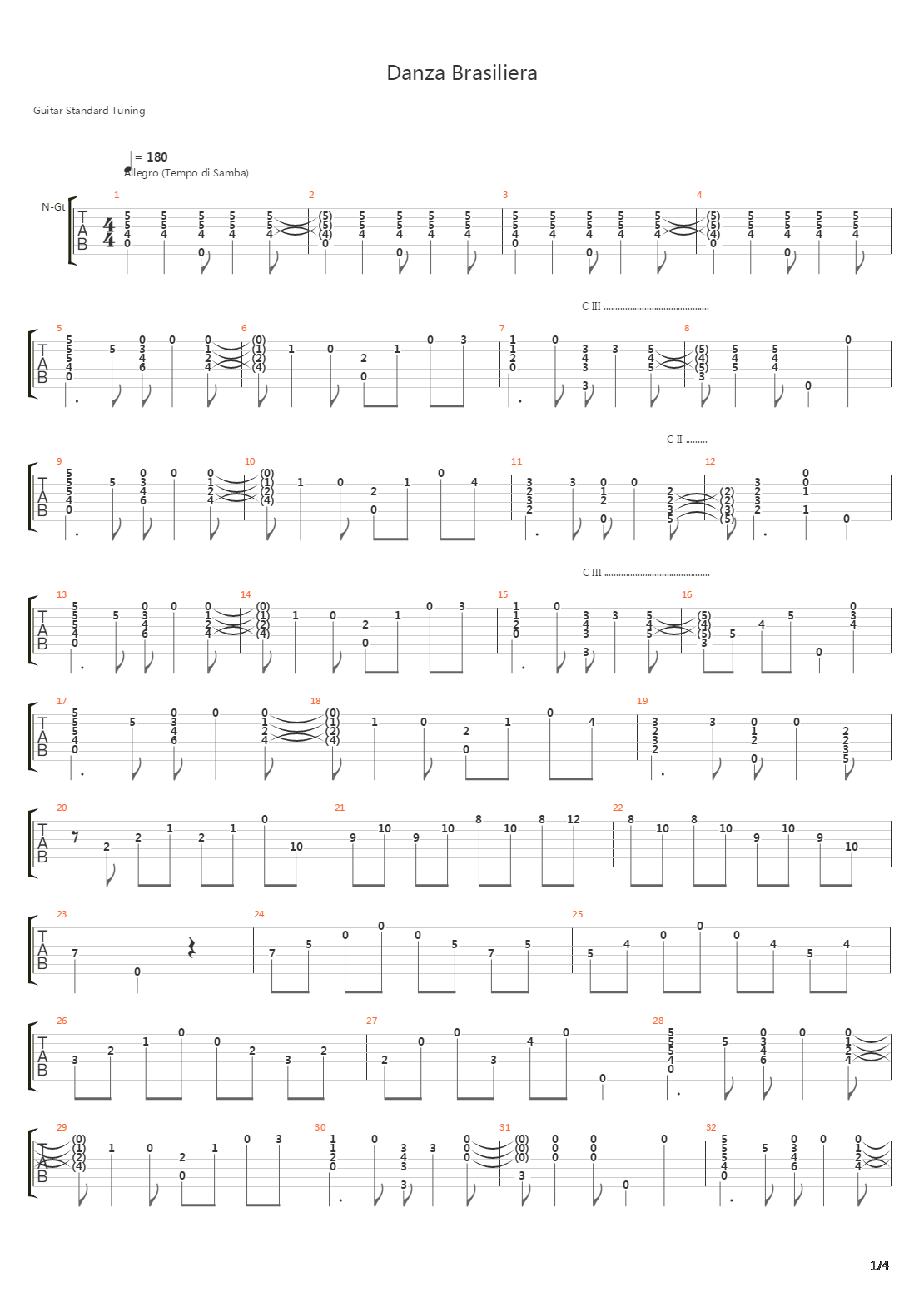 Danza Brasilera吉他谱