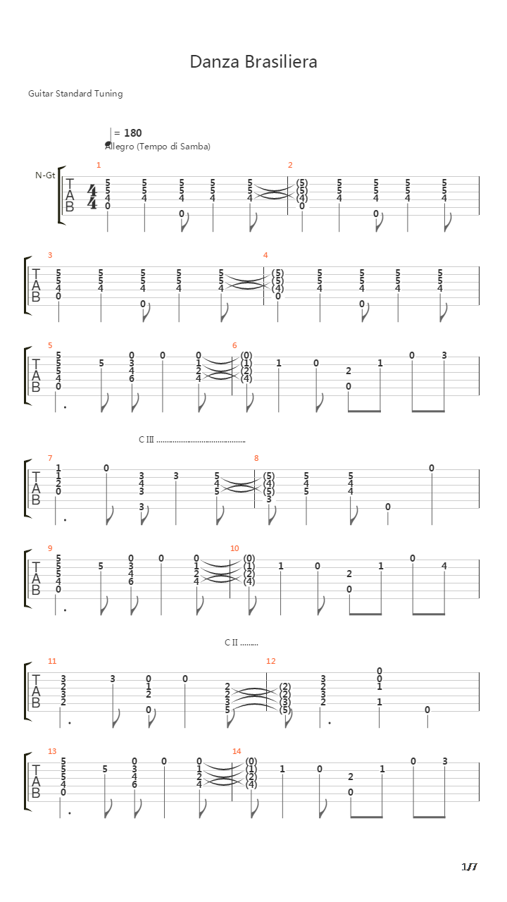 Danza Brasilera吉他谱