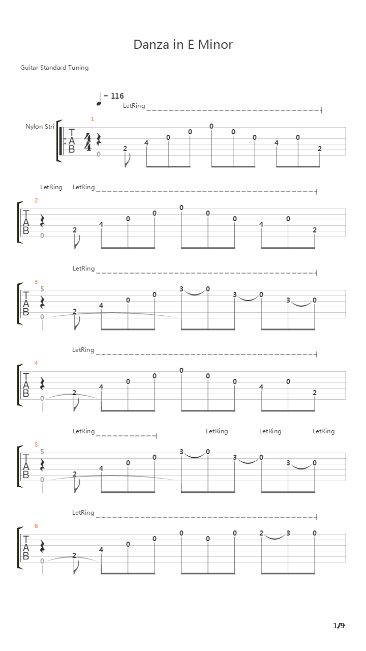 Danza In E Minor吉他谱