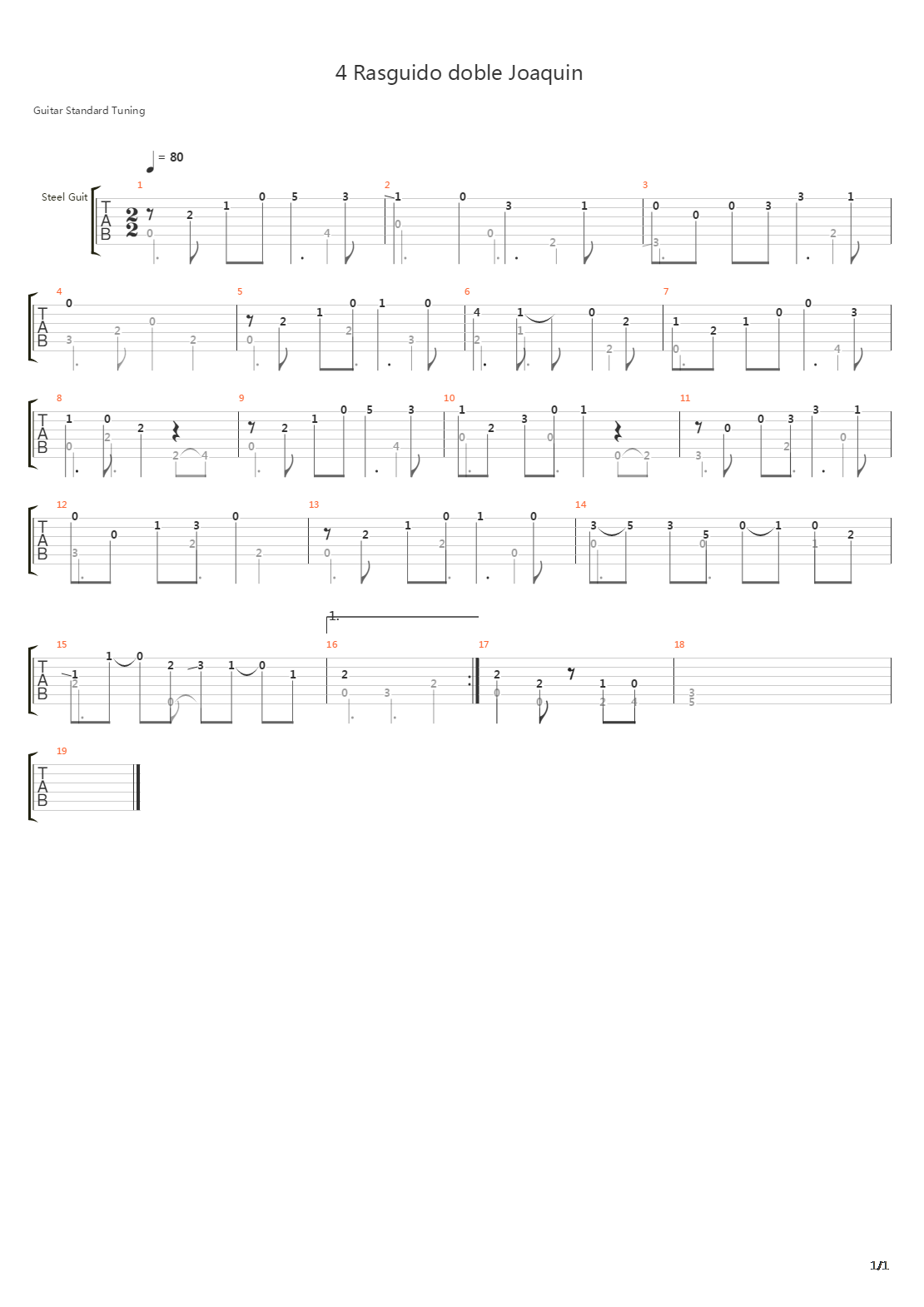 Rasguido doble Joaquin吉他谱