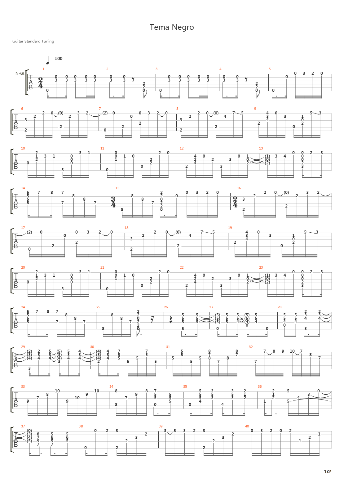 Tema Negro吉他谱