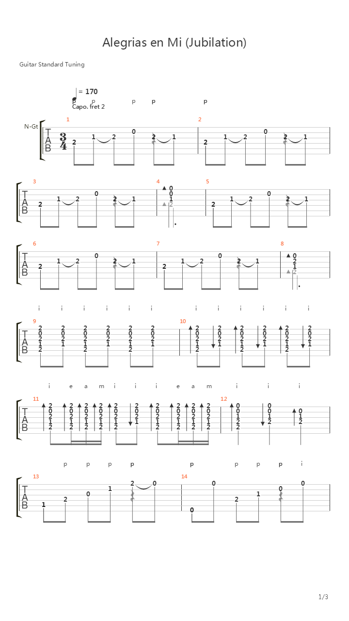 Alegrias en Mi吉他谱