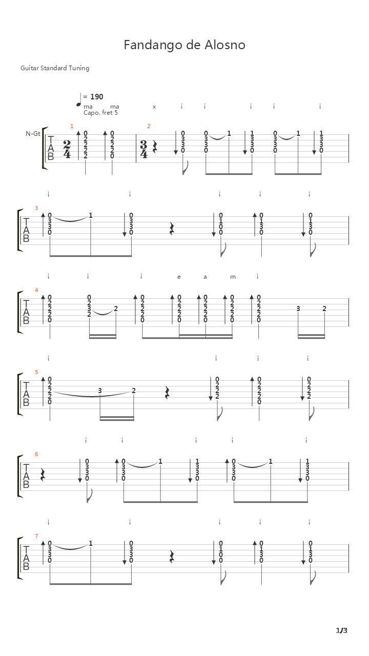 Fandango de Alosno吉他谱