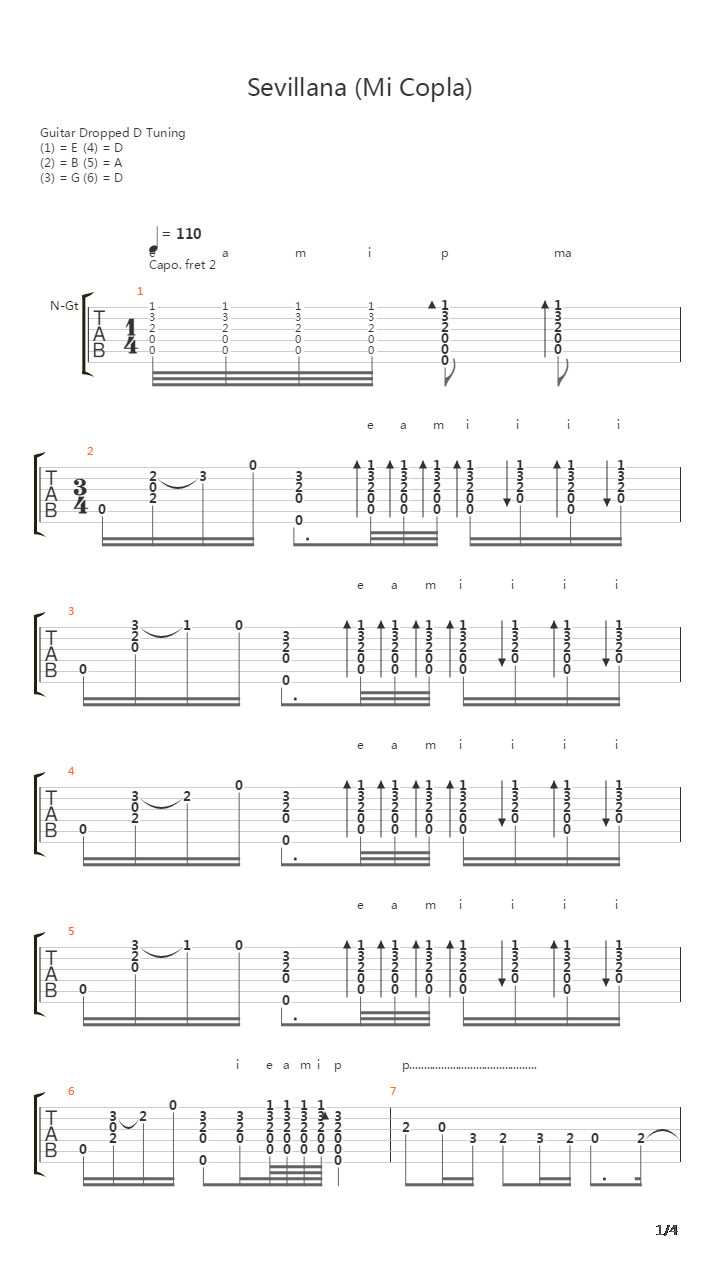 Sevillana mi Copla吉他谱