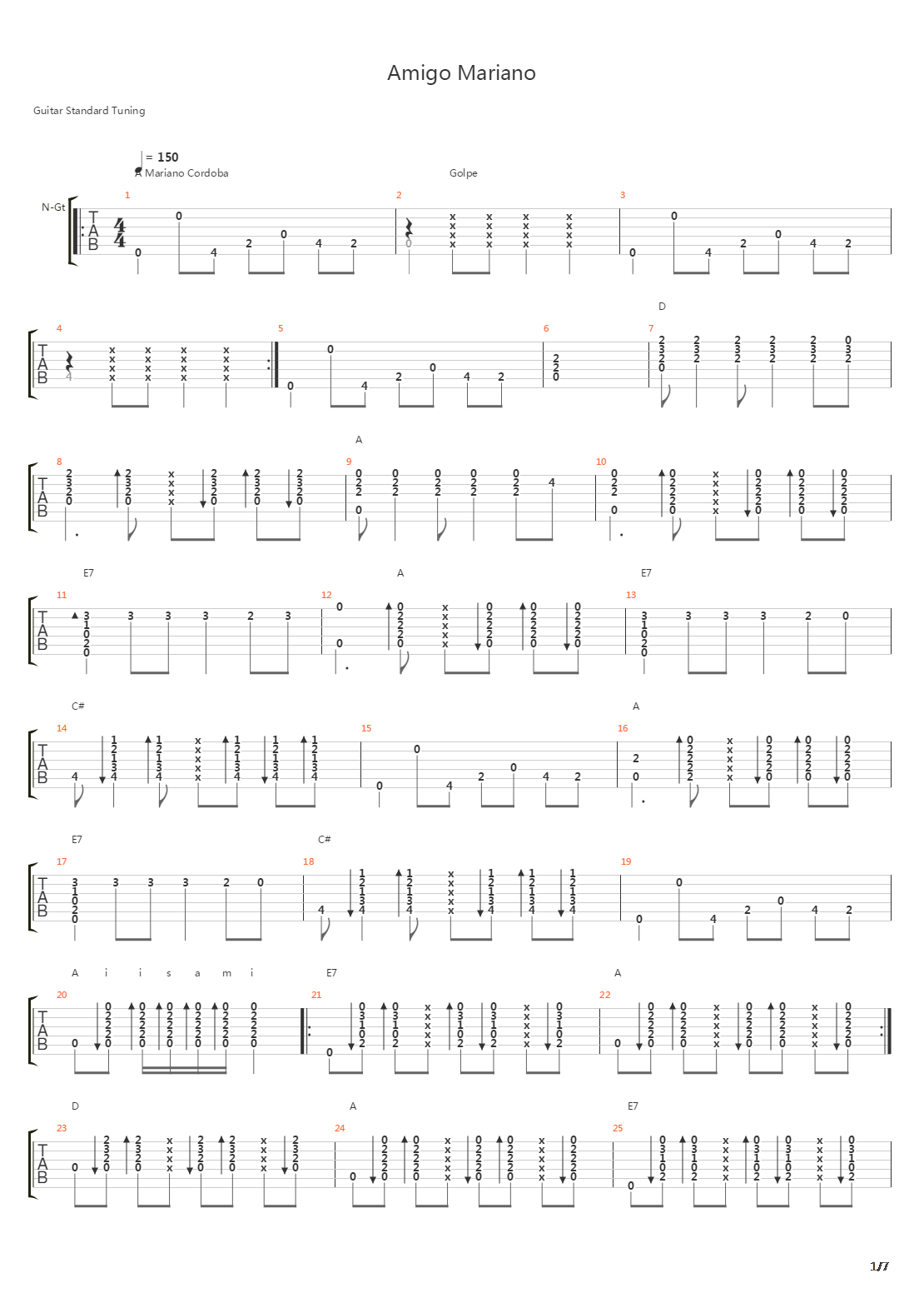 Amigo Mariano吉他谱