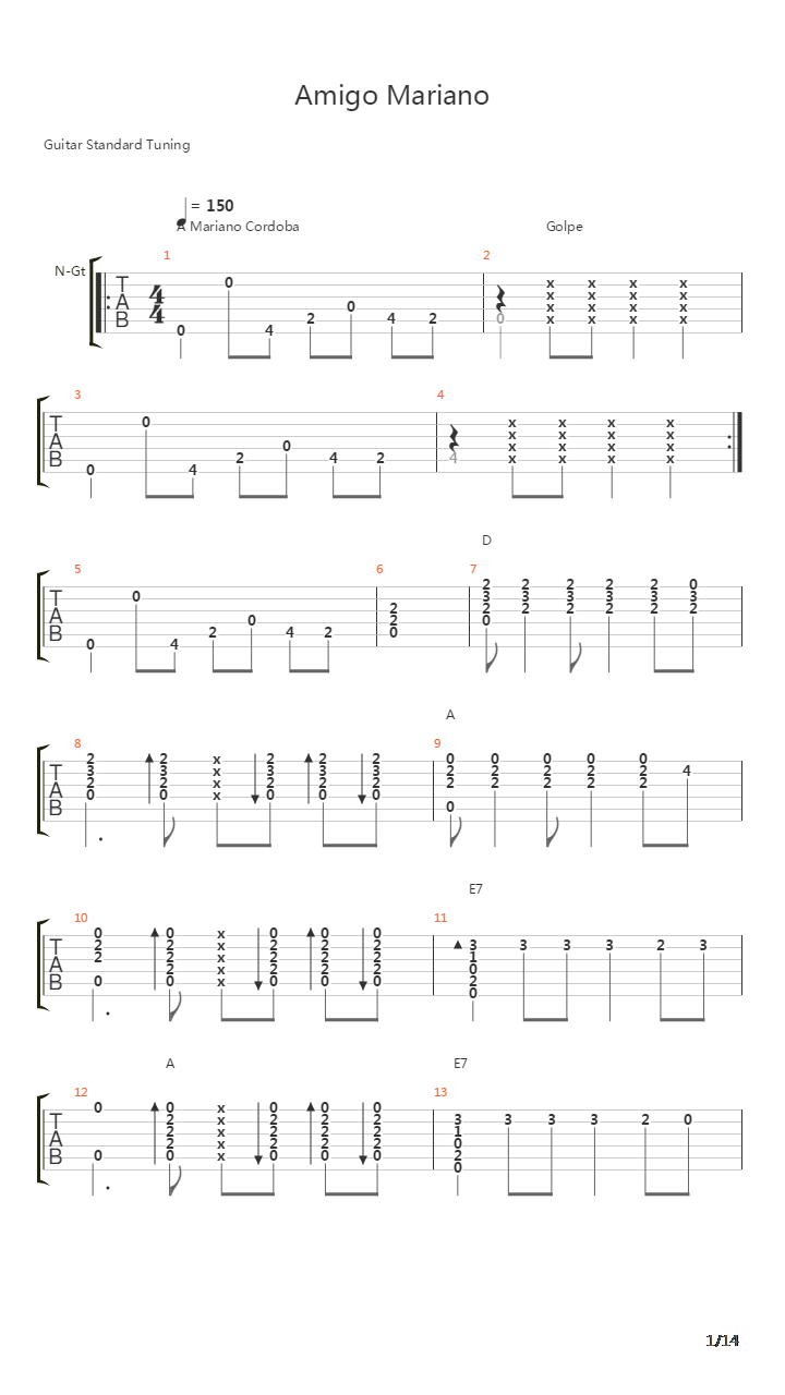 Amigo Mariano吉他谱