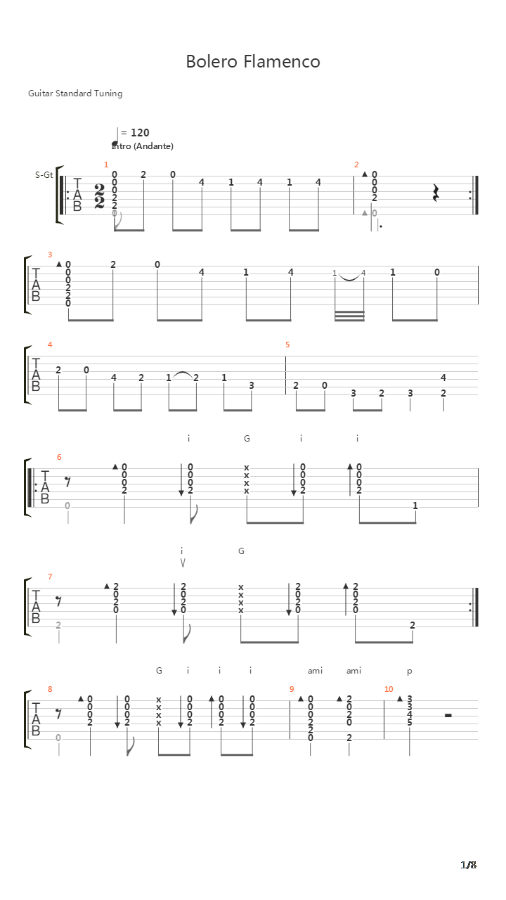 Bolero Flamenco吉他谱