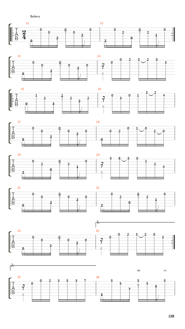 Bolero Flamenco吉他谱