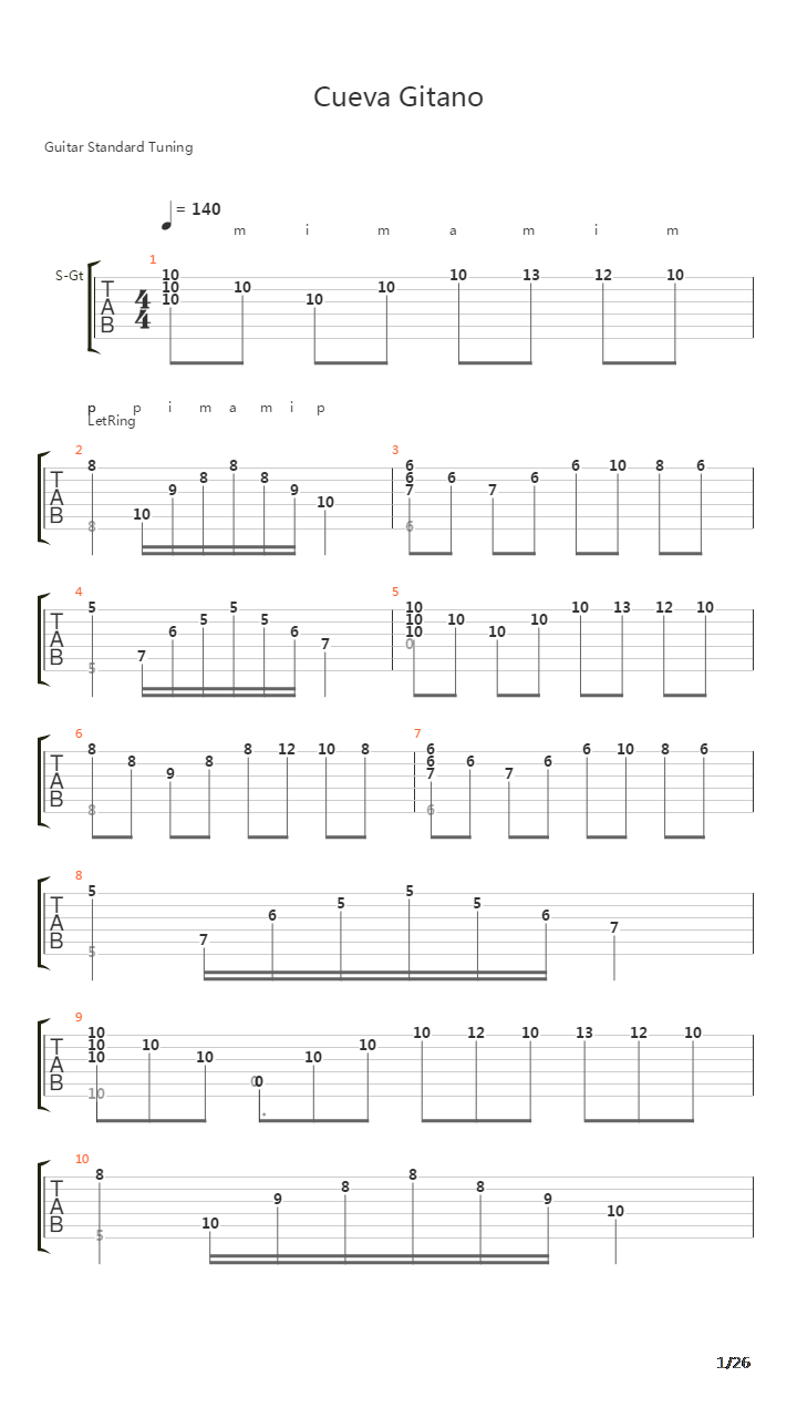 Cueva Gitano (Tangos)吉他谱