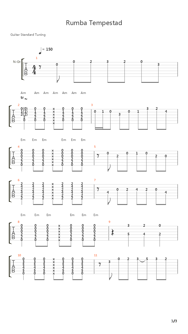 Rumba Tempestad吉他谱