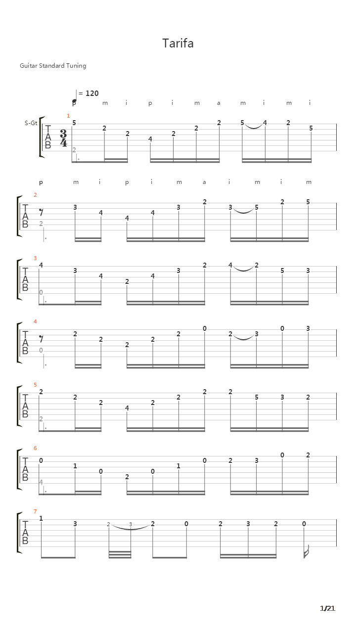 Tarifa吉他谱