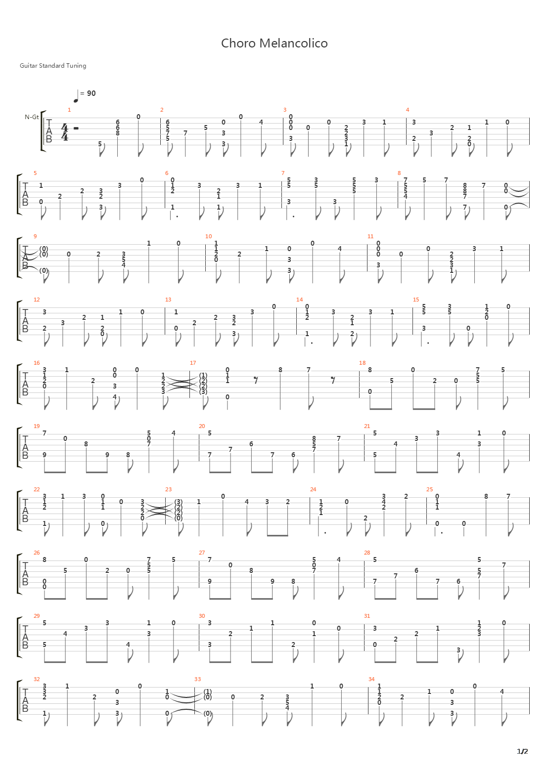 Choro Melancolico吉他谱