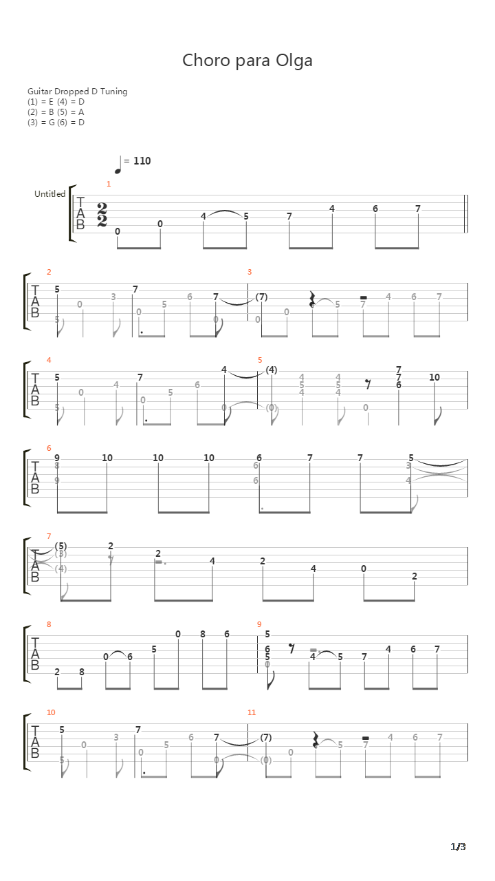 Choro Para Olga吉他谱