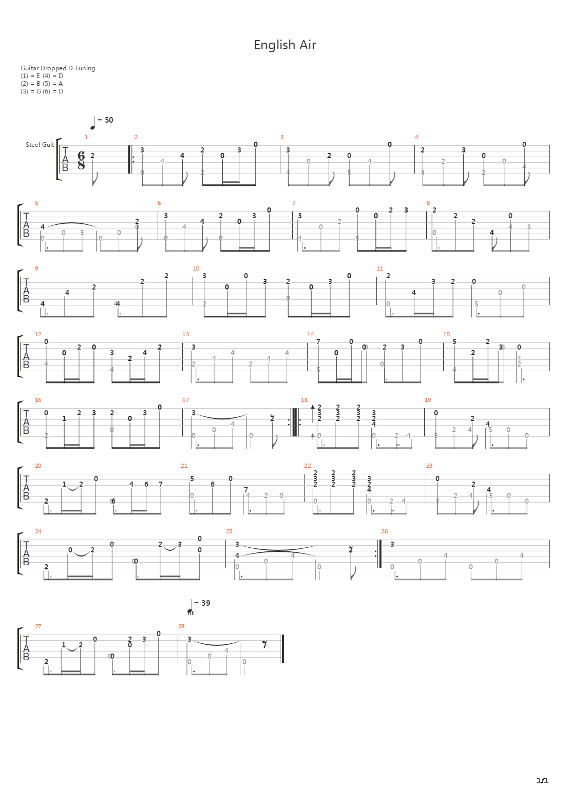 English Air吉他谱