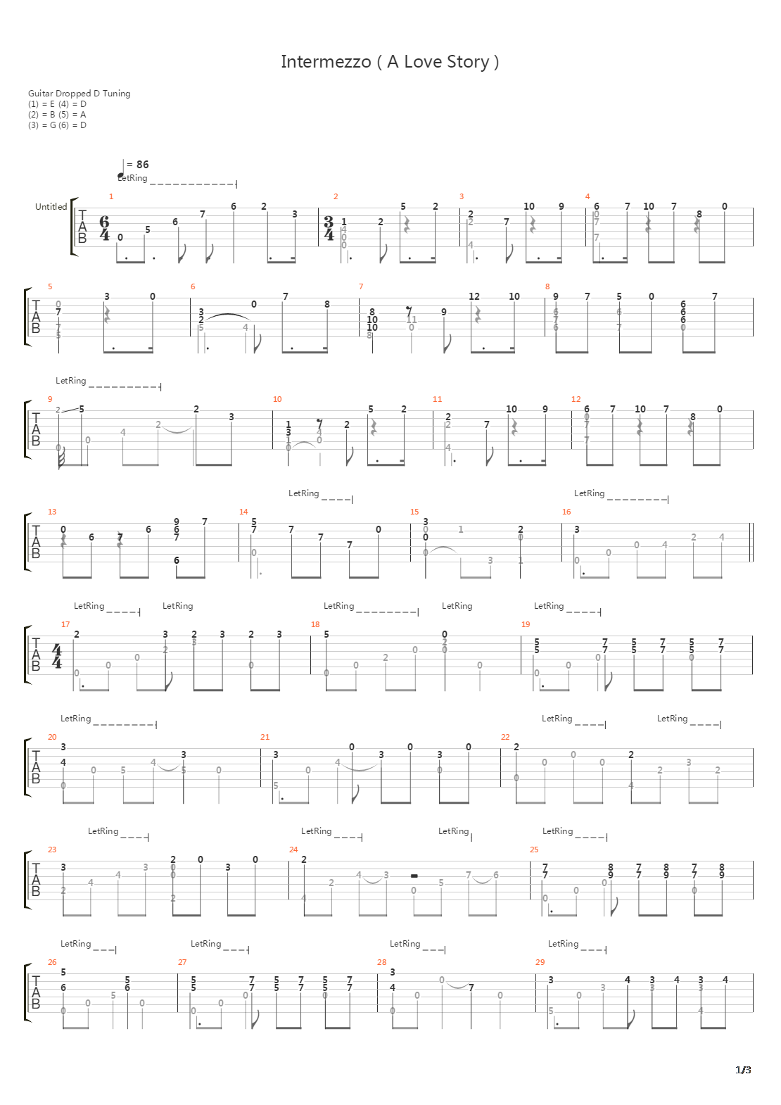 Intermezzo A Love Story吉他谱